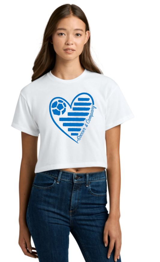 White Crop Top- Soccer & Co Tee
